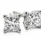 18K White Gold 4.00CT Brilliant Princess Cut Screw Back Stud Earrings simulated