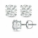 14K White Gold 0.75CT Round Cut Simulant Diamond Screw Back Stud Earrings