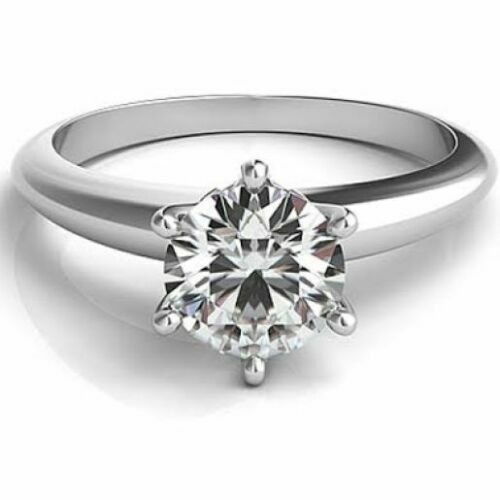 14K White Gold 4 CT Round Cut Solitaire Engagement Wedding Promise simulated