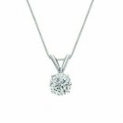 14k White Gold Solid 4 CT  18 "  Round Brilliant Cut Solitaire Pendant  Necklace