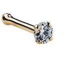 14K Yellow Gold 0.03CT Round NATURAL DIAMOND Nose Ring Stud Body Piercing