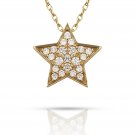 22" 14K Y Gold 0.52CT Simulated Diamond Star Pendant Sliding Charm Brilliant