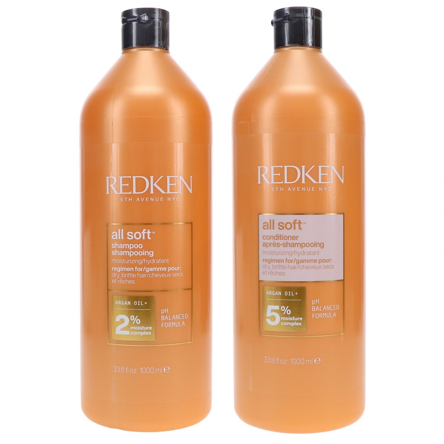Redken All Soft Shampoo and Conditioner Duo Set  33.8oz 1 Liter EACH