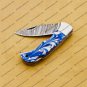 Customize Damascus Pocket Folding Knife, Groomsmen Gifts Anniversary Gift Leather Sheath