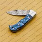 Customize Damascus Pocket Folding Knife, Groomsmen Gifts Anniversary Gift Leather Sheath