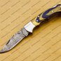 Customize Damascus Pocket Folding Knife, Groomsmen Gifts Anniversary Gift Leather Sheath