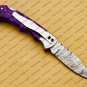 Customize Damascus Pocket Folding Knife, Groomsmen Gifts Anniversary Gift Leather Sheath