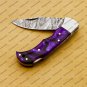 Customize Damascus Pocket Folding Knife, Groomsmen Gifts Anniversary Gift Leather Sheath