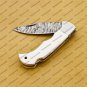Customize Damascus Pocket Folding Knife, Groomsmen Gifts Anniversary Gift Leather Sheath