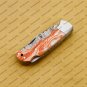 Customize Damascus Pocket Folding Knife, Groomsmen Gifts Anniversary Gift Leather Sheath