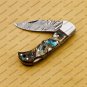 Customize Damascus Pocket Folding Knife, Groomsmen Gifts Anniversary Gift Leather Sheath