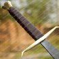 CUSTOM HANDMADE FORGED DAMASCUS STEEL HUNTING VIKING REAL LONG SWORD WITH SHEATH
