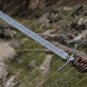HANDMADE DAMASCUS STEEL VIKING SWORD WITH POMMEL HANDLE HUNTING SWORD AND SHEATH
