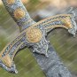 Damascus steel sword custom handmade with leather sheath, gift for him Christmas