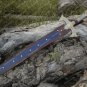 Damascus steel sword custom handmade with leather sheath, gift for him Christmas