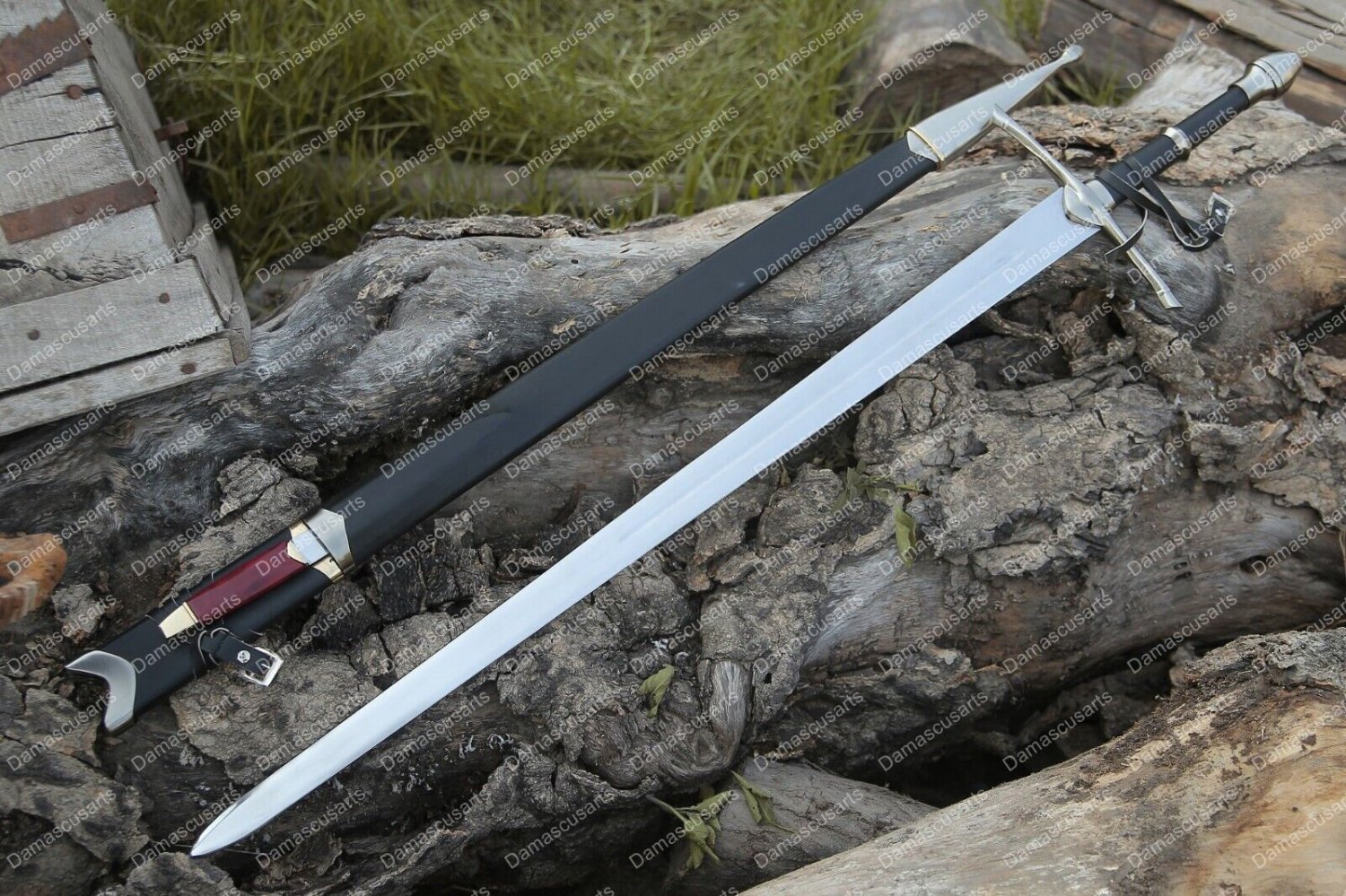 High Corban steel sword custom handmade with leather sheath, gift for him