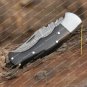Custom Damascus Folding Knife With Pocket Clip Back Lock Folding Knife Bull Horn