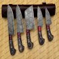 Custom Handmade Damascus Steel Blade Chef's Knives Set 5 Pcs