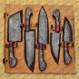 Custom Handmade Damascus Steel Blade Chef's Knives Set 5 Pcs