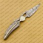 Custom Handmade Damascus Leaf Folding Knife Pocket Knife With Leather Sheath