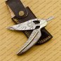 Custom Handmade Damascus Leaf Folding Knife Pocket Knife With Leather Sheath