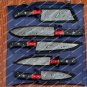 Custom Handmade Damascus Chef Set of 5pcs Kitchen Knife, Knife Set with Leather