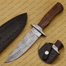 11” CUSTOM HANDMADE DAMASCUS STEEL DAGGER HUNTING KNIFE WITH LEATHER SHEATH