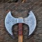 Double Headed Viking Axe, Battle Axe, Hand Forged Steel Double Blade Viking Axe