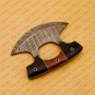 Handmade Damascus Chef Kitchen Ulu Knife Handle Koa Wood with Leather Sheath