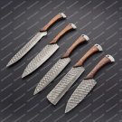 Hand Forged Damascus Steel Blade Chef's Knives Set 5 Pcs