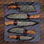 Handmade Damascus Chef set Of 5pcs With Leather,Damascus Knife Set