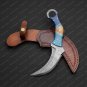 Damascus Karambit with Beautiful handle with leather sheath best gift fir him
