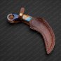 Damascus Karambit with Beautiful handle with leather sheath best gift fir him