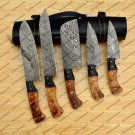 Handmade Damascus set of knife 5pcs Chef - Kitchen knife set cleaver knife & bag