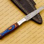 Dagger Knife Handmade Damascus Double Edge Boot Knife Hand Forged + sheath