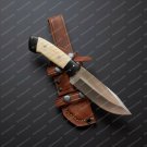D2 Steel Skinner Knife With Beautiful Bone Handle Included With Leather Sheath