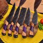 CARBON STEEL CHEF KNIFE SET WITH ROLLING LEATHER BAG BLUE