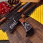 CARBON STEEL CHEF KNIFE SET WITH ROLLING LEATHER BAG GRAY
