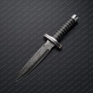 Custom Handmade Damascus Dagger with Beautiful Bull horn handle + leather sheath