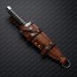 Custom Handmade Damascus Dagger with Beautiful Bull horn handle + leather sheath