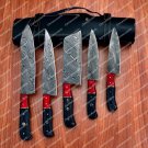Custom Handmade Damascus High Carbon Steel Chef Knife Set Kitchen Knives W/S