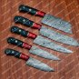 Custom Handmade Damascus High Carbon Steel Chef Knife Set Kitchen Knives W/S