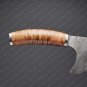 Damascus Cleaver / Chopper Chef knife with Beautiful Wood Handle included Leathe