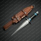 Handmade Damascus Dagger with Beautiful Micarta Handle with Leather Sheath