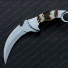 D2 Steel Karambit Knife with Beautiful Stag horn handle included leather sheath