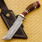 Custom Handmade Hunter Knife Damascus Steel Tanto Knife Handle Deer Antlar Cover