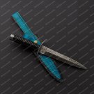 Custom Handmade Damascus steel Dagger with Beautiful handle With Leather sheath