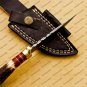 8" Inch Handmade Damascus Steel Hunting knife Handle Deer Antler leather Sheath