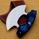 Handmade D2 Ulu Knife Chef Knife Heavy Duty D2 Handle Rose Wood + Leather Sheath