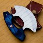 Handmade D2 Ulu Knife Chef Knife Heavy Duty D2 Handle Rose Wood + Leather Sheath